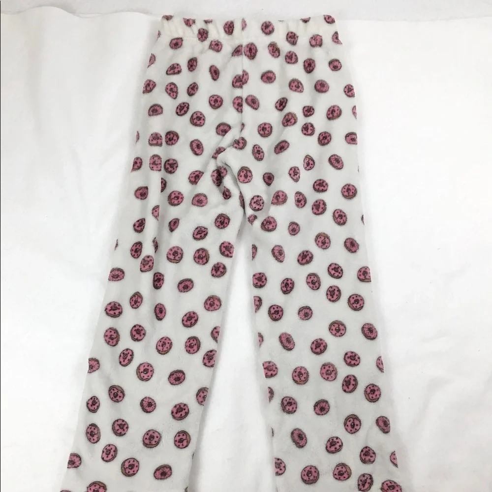 Kids Cozy Plush Pajama Bottoms with Pink Donut Design (K1)